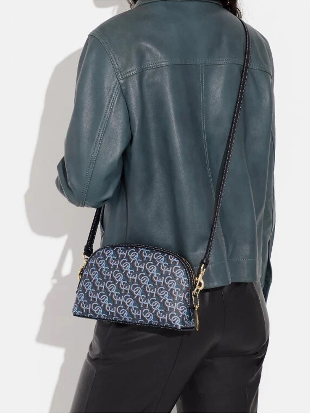 Coach Madi Dome Crossbody Bag in Navy Monogram Print